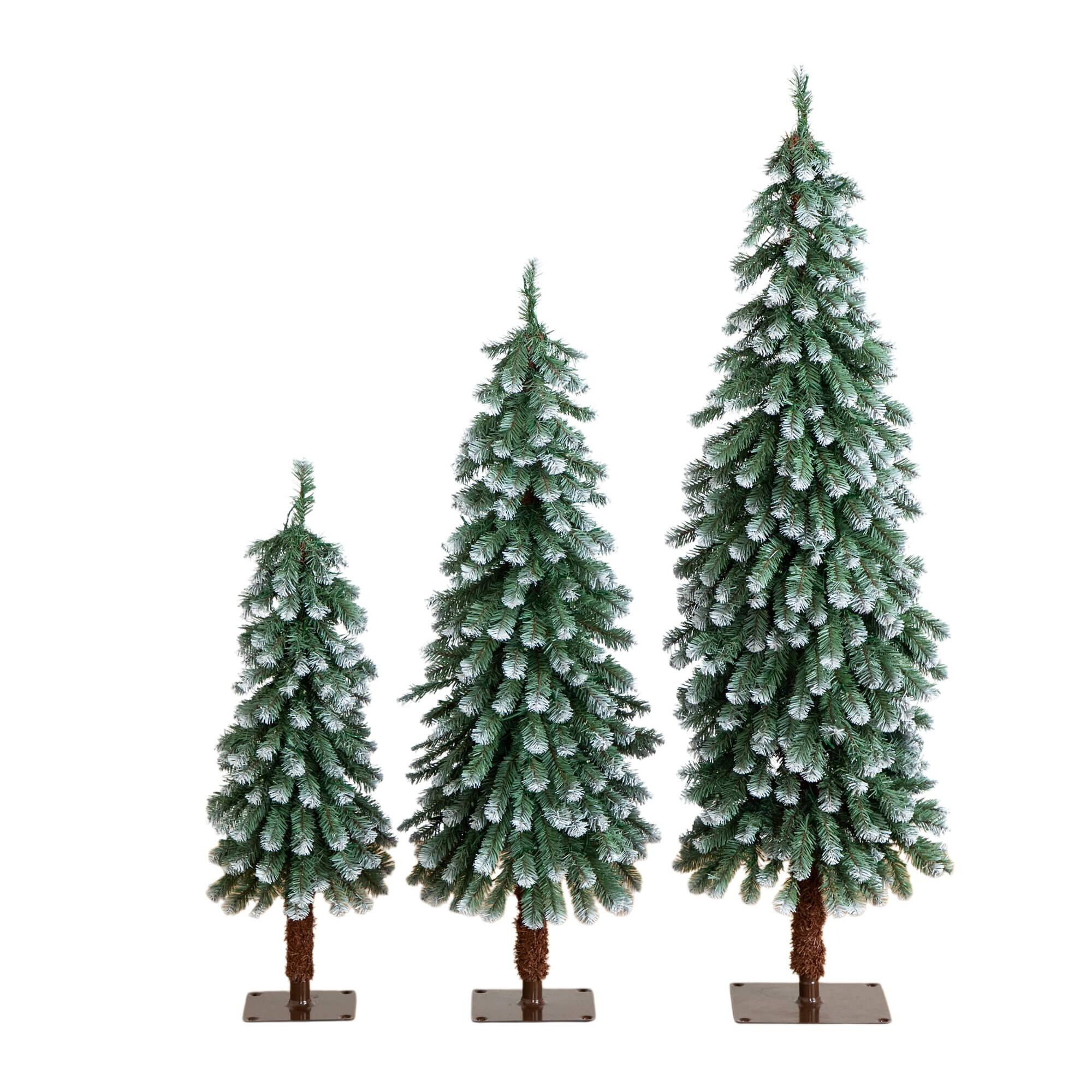 Pre-Lit Frosted Pine Artificial Christmas Tree Set